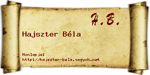 Hajszter Béla névjegykártya